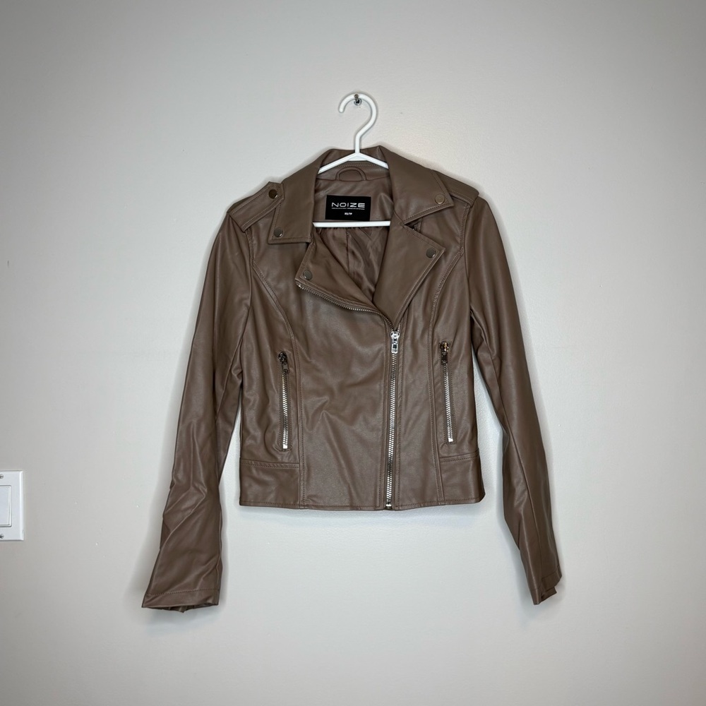 Noize Taupe Faux Leather Jacket